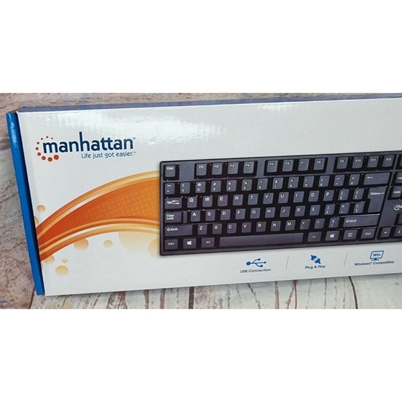 Manhattan Plug & Play LED Wired Black Basic Windows Compatible Computer Keyboard - Picture 3 of 12